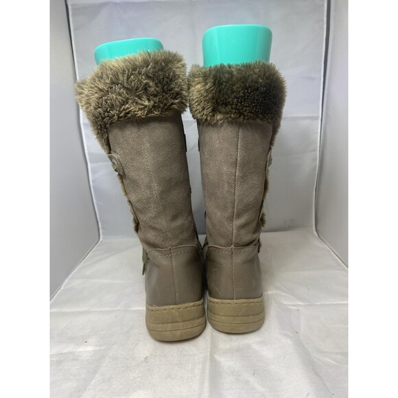 Women’s BareTraps Aide size 9.5 Side Zip Up Leather Faux Fur top Lace Up Brown - Picture 2 of 10